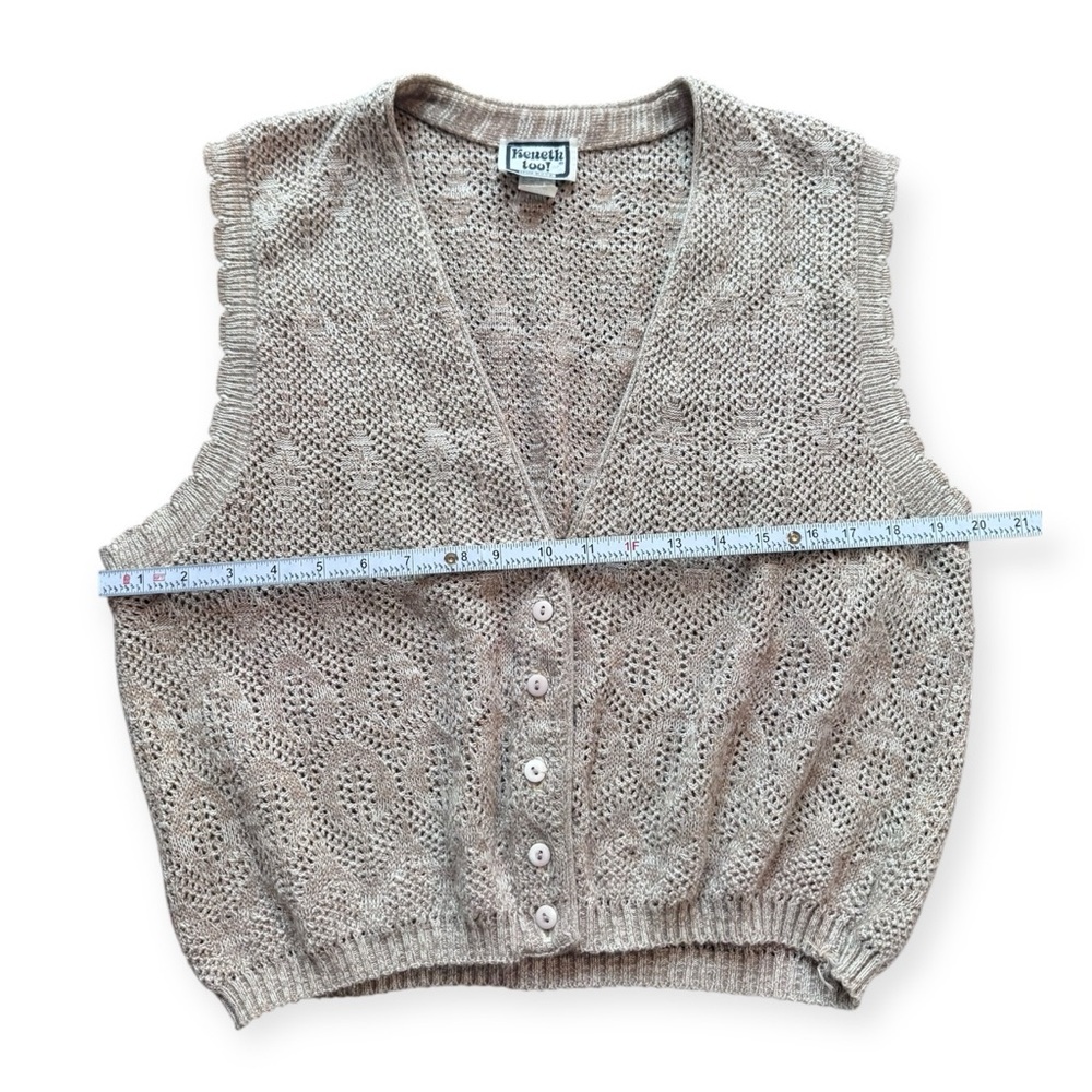 Vintage 90’s Knit Cream/Tan Sweater Vest Kenneth Too! - Picture 3 of 6